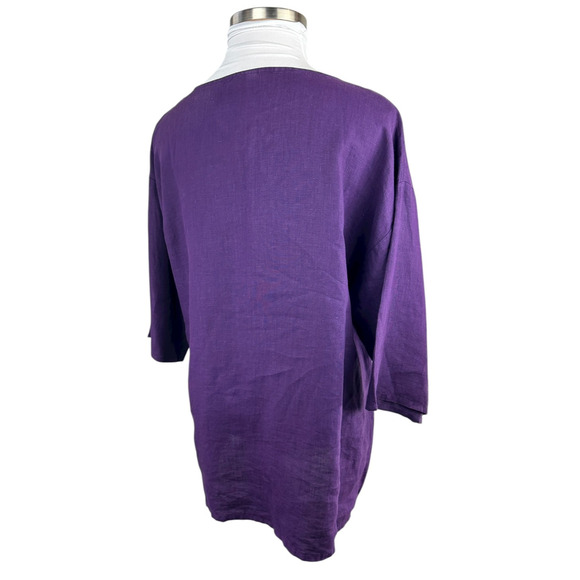 Bryn Walker 100% Linen Judy Oversized Tunic Top Purple Women's Large Lagonlook - Picture 7 of 15